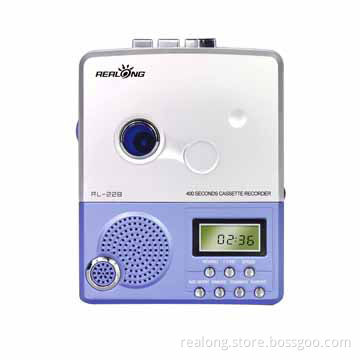 LCD cassette recorder with earphone jack